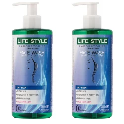 ژل شستشو صورت لایف استایل مدل آلوئه ورا و خیار حجم 350 میلی لیتر مجموعه دو عددی