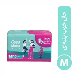 نوار بهداشتی بالدار نیمه ضخیم روز و شب گود مود مدل Maxi cotton سایز متوسط بسته 10 عددی