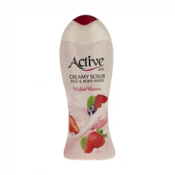  شامپو صورت و بدن کرمی اسکراب اکتیو با رایحه توت های جنگلی وزن 400 گرم