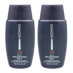 کرم ضد آفتاب بدون رنگ ژیناژن SPF 50 مدل 3in1 ‌محافظ UVA ،UVB ضد حساسیت، ضد چروک و ضد پیری، مناسب انواع پوست‌ حجم 50 میلی‌لیتر مجموعه دو عددی