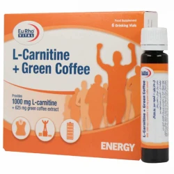 خرید ویال خوراکی ال کارنیتین و قهوه سبز یوروویتال 6 عددی
