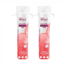 پد پاک‌کننده آرایش صورت یونی لد مدل  Ultra Soft.Cotton Silk دو بسته 120 عددی