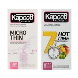 کاندوم کلاسیک کاپوت مدل MICRO THIN بسته 12 عددی به همراه کاندوم خاردار کاپوت مدل 7HOT TIME بسته 12 عددی