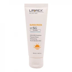 کرم ضد آفتاب بدون رنگ لیپورکس SPF 50 مدل DS محافظ UVA ،UVB، مناسب پوست‌ خشک حجم 40 میلی‌لیتر