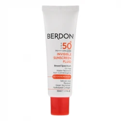 فلوئید ضد آفتاب بدون رنگ صورت بردون spf50 مدل Broad Spectrum محافظ UVA،UVB مناسب پوست‌های چرب و آکنه‌دار حجم 50 میلی لیتر
