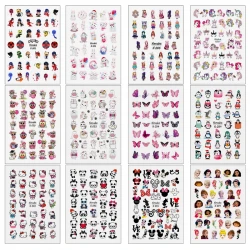 برچسب لنز ناخن مدل کارتونی کد N001-59 مجموعه 12 عددی