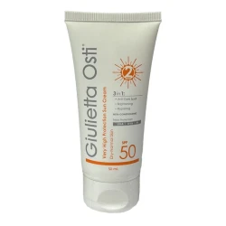 کرم ضد آفتاب بی رنگ جولیتا اُستی SPF 50 مدل 3 در 1 محافظ UVA ،UVB و PA+++،مناسب برای پوست معمولی و خشک حجم 50 میلی‌لیتر