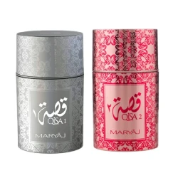 ست ادو پرفیوم مردانه ماریاژ مدل Qisa 2  با رایحه شیرین حجم 50 میلی لیتر و ادو پرفیوم مردانه ماریاژ مدل Qisa 1  با رایحه تلخ حجم 50 میلی لیتر