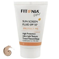 فلوئید ضد آفتاب رنگی صورت فیتونیا spf 50 مدل protect me محافظ UVA ، UVB مناسب پوست چرب و مختلط حجم 40 میلی لیتر