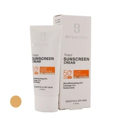 کرم ضد آفتاب رنگی صورت بیزانس SPF 50 مدل Gold Beight 30 ‌محافظ در برابر UVA/UVB مناسب برای پوست خشک حساس حجم 40 میلی‌لیتر