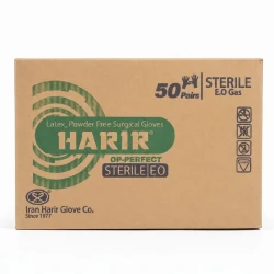 دستکش جراحی غیر پودری حریر کد 01 سایز بزرگ (L) سه بسته 50 عددی