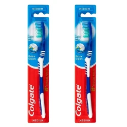 مسواک کلگیت مدل Extra Clean با برس متوسط مناسب برای انواع دندان‌ها بسته 2 عددی