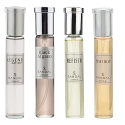 ست عطر جیبی مردانه صندل مدل لجند اسپریت آفگانو بد بوی مفیستو با رایحه تلخ حجم 25 میلی‌لیتر مجموعه 4 عددی