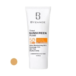 کرم ضد آفتاب رنگی صورت بیزانس SPF 50 مدل Gold Beight 30 ‌محافظ در برابر UVA/UVB مناسب برای پوست چرب و مختلط حجم 40 میلی‌لیتر