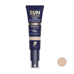 کرم ضد آفتاب رنگی صورت فانوما SPF 50 مدل ضدآفتاب بدون چربی و ضدجوش فانوما رنگ ۰۲ ‌مناسب برای انواع پوست حجم 35 میلی‌لیتر