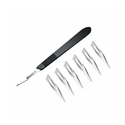 دسته تیغ جراحی مدل SKJLJH002369 شماره 3 به همراه تیغ استریل کد SKJWQR0023669 مجموعه 7 عددی