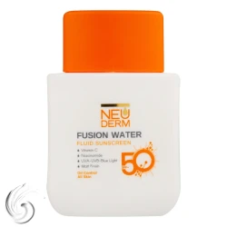 فلوئید ضد آفتاب بی‌رنگ نئودرم SPF 50 مدل Fusion Water حاوی محافظ UVA و UVB مناسب برای پوست چرب حجم 50 میلی‌لیتر حاوی ویتامین C و نیاسینامید