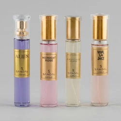 ست عطر جیبی زنانه صندل مدل ویوالاجویسی-الین-میدنایت رز-هانر با رایحه شیرین حجم 25 میلی‌لیتر مجموعه 4 عددی